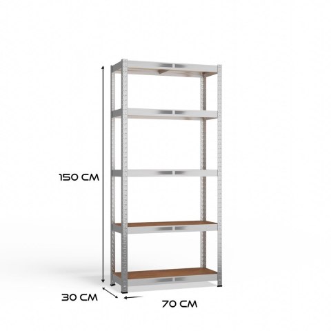Regał Magazynowy Metalowy Do Piwnicy Garażu 5 Półek max 875 kg 70x30x150