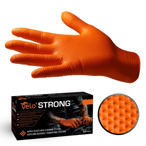VELO STRONG pomarańczowe rozm. S /50 szt. Rękawice nitrylowe