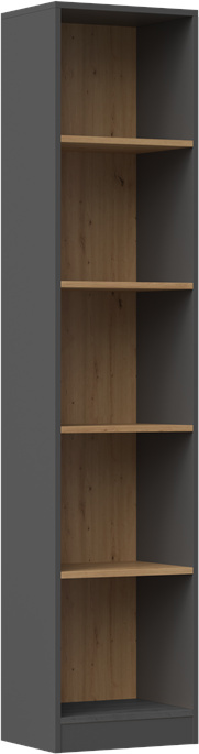 Regał Na Książki Segregatory Półka x5 Biurowy Do Salonu R50CM Antracyt Art