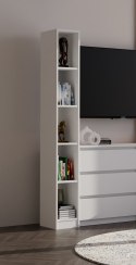 Regał na Książki Biały do Salonu Otwarty 5 półek Stojący Wąski R25CM