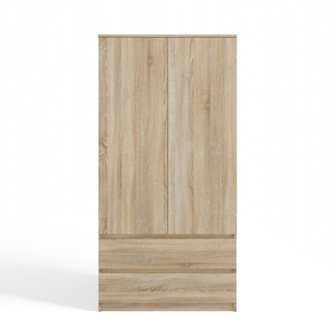 Szafa Garderoba 2D2S 90 cm 2 Szuflady 4 Półki Drążek Dwudrzwiowa Sonoma
