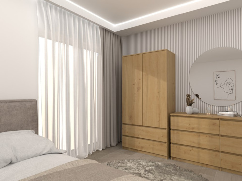 Szafa Garderoba 2D2S 90 cm 2 Szuflady 4 Półki Drążek Dwudrzwiowa Artisan