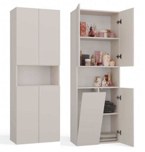Szafka Łazienkowa Stojąca Słupek Kaszmir z koszem 60 cm Lena 1KDK Tip-On