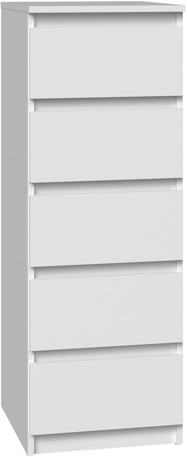 Komoda z 5 Szufladami Do Salonu 40x111x45 Wąska Biała Pojemna Lilia L5W