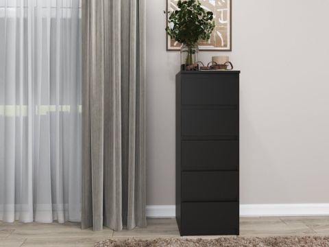 Komoda z 5 Szufladami Do Salonu 40x111x45 Wąska Czarna Pojemna Lilia L5W