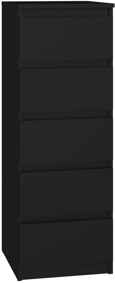 Komoda z 5 Szufladami Do Salonu 40x111x45 Wąska Czarna Pojemna Lilia L5W