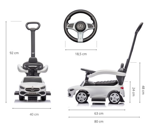 Jeździk Auto dla dzieci +schowek Samochód MERCEDES z rączką C-Class Deluxe
