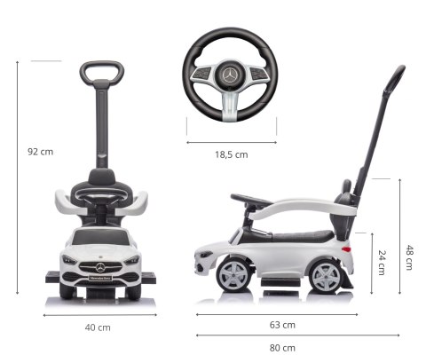 Jeździk dla dzieci Auto z rączką MERCEDES +dźwięk schowek Milly Mally