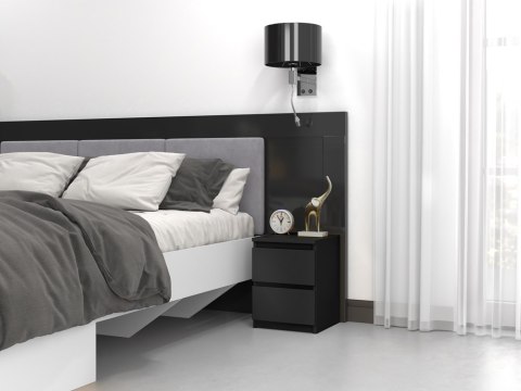 Szafka Nocna Stolik Nocny 2 Szuflady 30 cm Do Sypialni Czarna Lilia L2