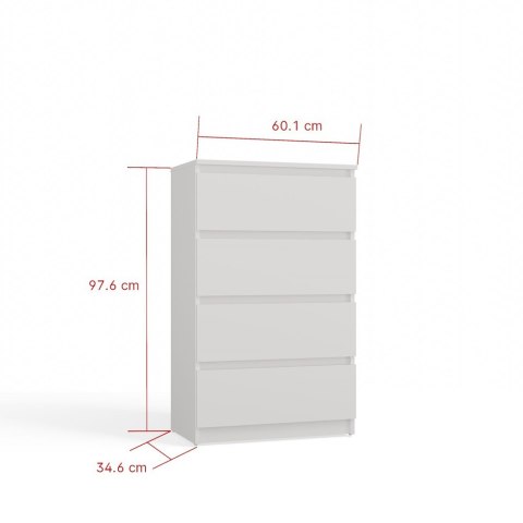 Komoda z szufladami Lilia L4 60 cm Duża Do Salonu Pojemna Biała Mat
