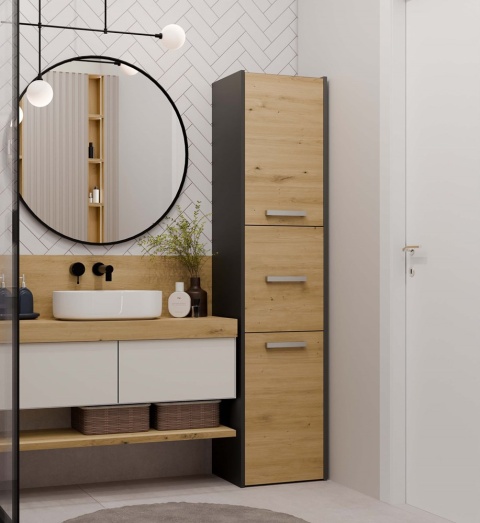 Szafka Łazienkowa Stojąca Słupek Regał Półka PZ 40x170x30 Antracyt Artisan