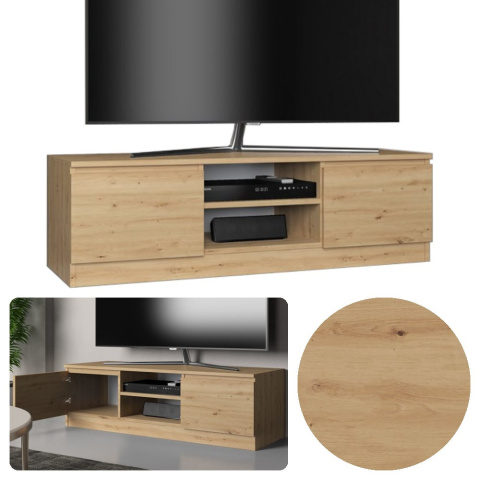 Nowoczesna Szafka RTV Stolik pod TV Półka Malwa 120cm Dąb Artisan Komoda