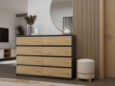 Komoda z szufladami Lilia L8 140 cm Duża Do Salonu Pojemna Antracyt Artisan