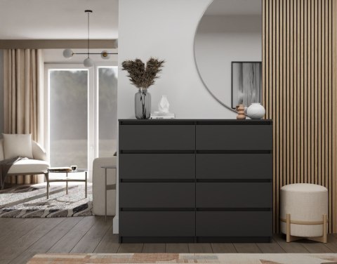 Komoda z szufladami Lilia L8 120 cm Duża Do Salonu Pojemna Czarna Mat