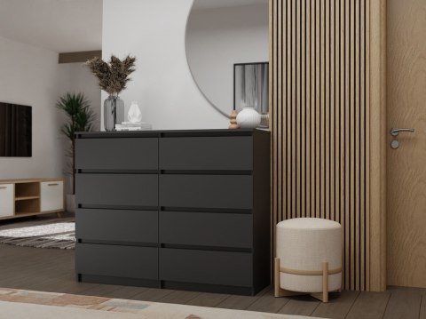 Komoda z szufladami Lilia L8 120 cm Duża Do Salonu Pojemna Czarna Mat