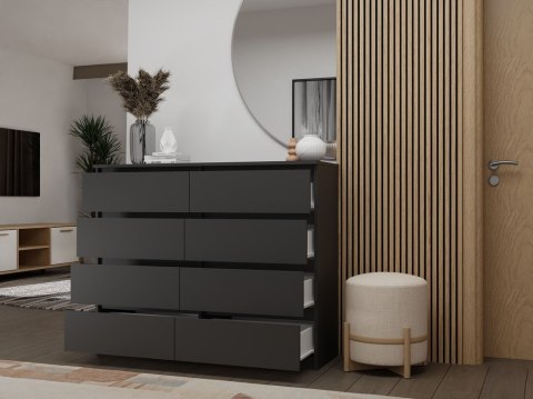 Komoda z szufladami Lilia L8 120 cm Duża Do Salonu Pojemna Czarna Mat