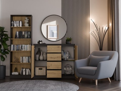 Komoda Szafka z Szufladami Lilia 2D4S 120cm Do Salonu Duża Antracyt Artisan