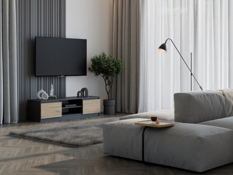 Szafka RTV Komoda Pod Telewizor Stolik Półka Antracyt Artisan Lilia 140 cm