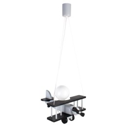 Lampa Wisząca Samolot szaro-czarny E27 Sufitowa Drewniana dla Dzieci