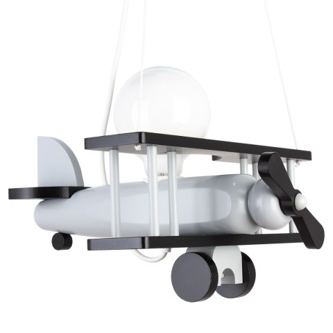 Lampa Wisząca Samolot szaro-czarny E27 Sufitowa Drewniana dla Dzieci