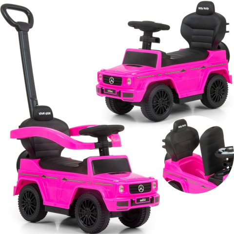 Jeździk dla Dzieci Auto Mercedes + Rączka, Klakson, Schowek G350D PINK