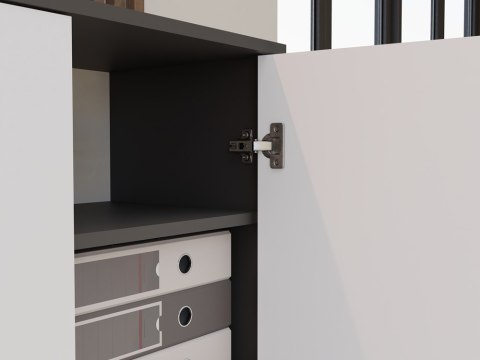 Regał Na Książki Segregatory Półka x8 Do Salonu 74 cm Antracyt Biały Lidia