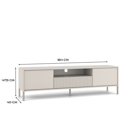 Szafka RTV Komoda Pod Telewizor Stolik Półka 160 cm Kaszmir Ryflowana Siena