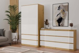 Szafa Garderoba 2D2S 90 cm 2 Szuflady 4 Półki Drążek Duża Artisan Biel