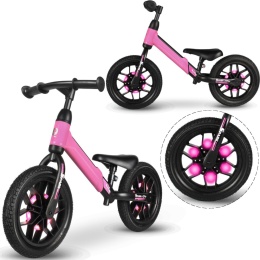 Rowerek Biegowy Dla Dzieci Świecący LED Spark Pink Qplay Gumowe opony