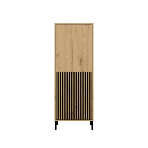 Witryna Szafka Regał do salonu Dąb Artisan Lamele Ryflowany Front Siena 2D