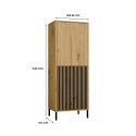 Witryna Szafka Regał do salonu Dąb Artisan Lamele Ryflowany Front Siena 2D