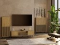 Witryna Szafka Regał do salonu Dąb Artisan Lamele Ryflowany Front Siena 2D