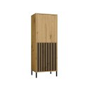 Witryna Szafka Regał do salonu Dąb Artisan Lamele Ryflowany Front Siena 2D