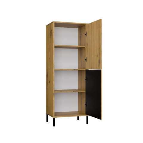 Witryna Szafka Regał do salonu Dąb Artisan Lamele Ryflowany Front Siena 2D
