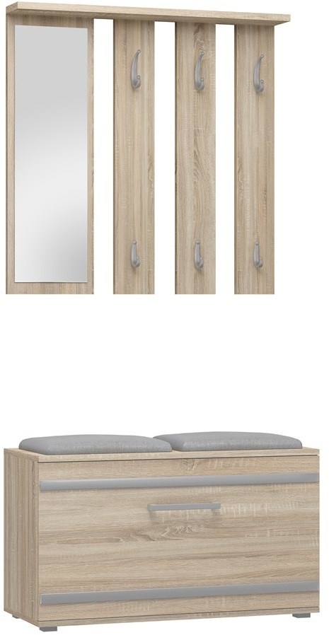 Garderoba Wieszak z Lustrem Szafka Na Buty 85 cm do Przedpokoju Sonoma AGAT