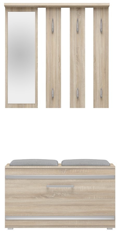 Garderoba Wieszak z Lustrem Szafka Na Buty 85 cm do Przedpokoju Sonoma AGAT