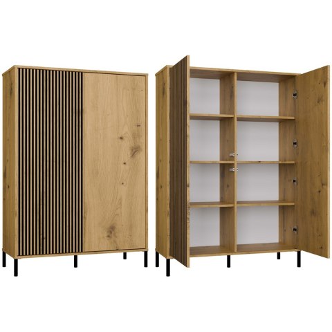 Witryna Szafka regał do salonu Dąb Artisan Lamele Ryflowany Front Siena 2D S