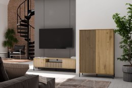 Witryna Szafka regał do salonu Dąb Artisan Lamele Ryflowany Front Siena 2D S