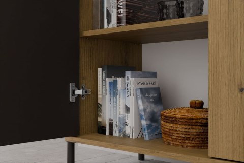 Witryna Szafka regał do salonu Dąb Artisan Lamele Ryflowany Front Siena 2D S