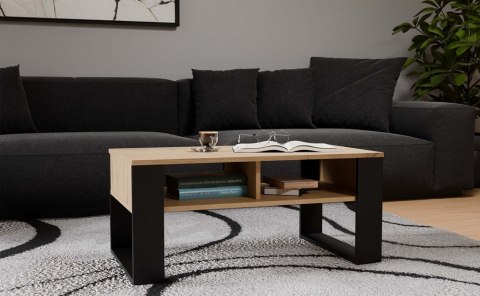 Stolik Kawowy Ława Do Salonu z Półką 90x58x50 Artisan Czarny Montana 2BP