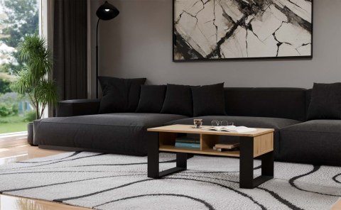 Stolik Kawowy Ława Do Salonu z Półką 90x58x50 Artisan Czarny Montana 2BP