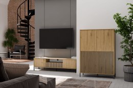 Witryna Szafka regał do salonu Dąb Artisan Lamele Ryflowany Front Siena 4D