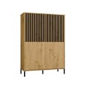 Witryna Szafka regał do salonu Dąb Artisan Lamele Ryflowany Front Siena 4D