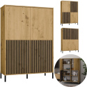 Witryna Szafka regał do salonu Dąb Artisan Lamele Ryflowany Front Siena 4D