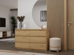 Komoda z 6 Szufladami 120x40x73 Do Salonu Sypialni Dąb Artisan Tasso T6-120