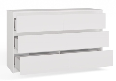 Komoda z 6 Szufladami 120x40x73cm Do Salonu Sypialni Biała Tasso T6-120
