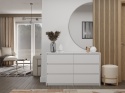 Komoda z 6 Szufladami 120x40x73cm Do Salonu Sypialni Biała Tasso T6-120