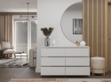 Komoda z 6 Szufladami 120x40x73cm Do Salonu Sypialni Biała Tasso T6-120