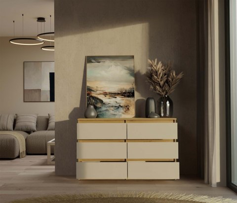 Komoda z szufladami Lilia L6 120 cm Duża Do Salonu Pojemna Artisan Kaszmir