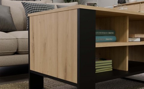 Stolik Kawowy Ława Do Salonu Półka 90x58x50 Artisan Czarny Montana 3BP Ryfl